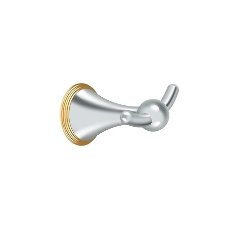 Deltana Double Robe Hook, KH Series, Solid Brass KH2010-U26/CR003